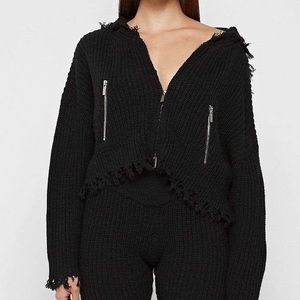 Distressed chunky knit hoodie from maniere devoir